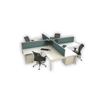 Preset 4 Person Plus Shape Workstation - office furniture