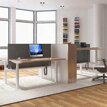 Gregory Sit Stand J-Series 2 Person Electric Height Adjustable H-Frame Workstations - office furniture