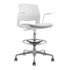 ARM STOOL SNOUT CASTOR WHITE + GREY/BLACK SEATPAD 3 ARM STOOL SNOUT CASTOR WHITE GREYBLACK SEATPAD front - Office Furniture ARM STOOL SNOUT CASTOR WHITE GREYBLACK SEATPAD front