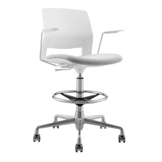 ARM STOOL SNOUT CASTOR WHITE GREYBLACK SEATPAD front